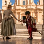 Haley Bennett and Peter Dinklage in Cyrano PIC:: Peter Mountain / © 2021 Metro-Goldwyn-Mayer Pictures Inc.