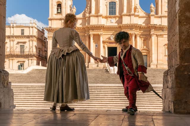 Haley Bennett and Peter Dinklage in Cyrano PIC:: Peter Mountain / © 2021 Metro-Goldwyn-Mayer Pictures Inc.