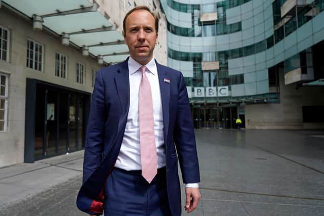 Health secretary Matt Hancock leaves the BBC in central London after appearing on the BBC political programme The Andrew Marr Show. Picture: Niklas Halle'n/AFP via Getty Images