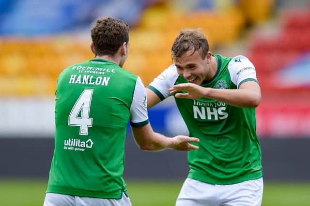 Hibernian captain Paul Hanlon has defended his team-mate Ryan Porteous in the aftermath of the red card he received in Sunday's 2-1 defeat against Rangers at Ibrox. (Photo by Mark Scates / SNS Group)