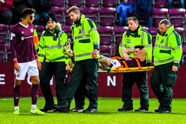 Souttar ruptured his Achilles back in February against Rangers. Picture: SNS