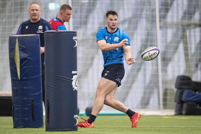 The uncapped Matt Currie will start for Scotland at outside centre. (Photo by Ross MacDonald / SNS Group)