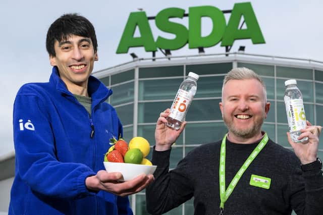 Mohsin Laginaf, co-founder of Io Fibrewater, and Stephen McKeane of Asda Alloa. Picture: Ian Georgeson.
