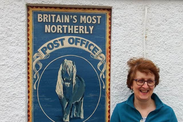 Valerie Johnson is proud to be Postmistress at Baltasound in the Shetland Islands