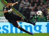 Real Madrid forward Karim Benzema in action at Celtic Park last month. (Photo by ANDY BUCHANAN/AFP via Getty Images)