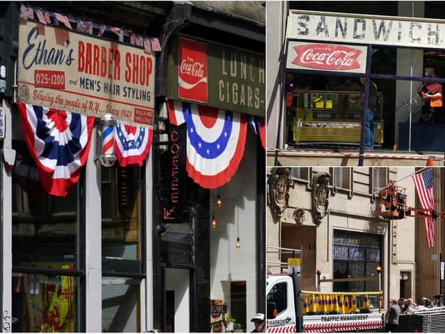 Glasgow city centre has been turned into a mini America ahead of filming for the new Indiana Jones movie.