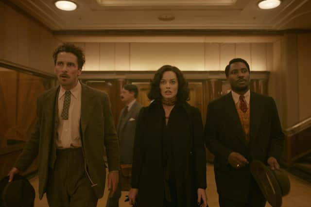 Christian Bale, Margot Robbie, and John David Washington in Amsterdam PIC: courtesy of 20th Century Studios