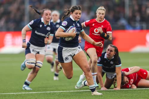 Scotland's Lisa Thomson in action in the Women's Six Nations opener against Wales at The Hive Stadium. (Photo by Ewan Bootman / SNS Group)