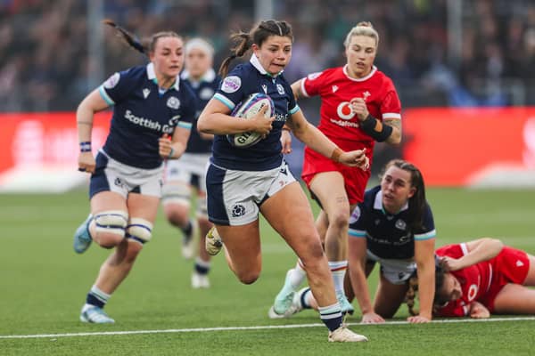 Scotland's Lisa Thomson in action in the Women's Six Nations opener against Wales at The Hive Stadium. (Photo by Ewan Bootman / SNS Group)