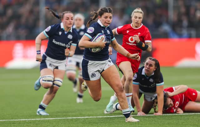 Scotland's Lisa Thomson in action in the Women's Six Nations opener against Wales at The Hive Stadium. (Photo by Ewan Bootman / SNS Group)