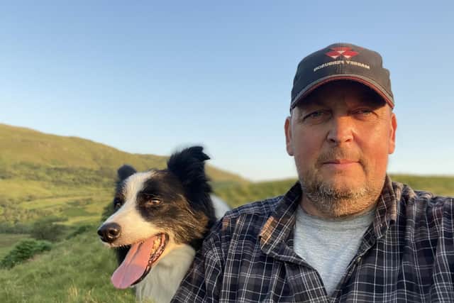 David Colthart, chairman of the Argyll and Lochaber Sea Eagle stakeholder group and one of National Farmers Union Scotland’s representatives on the National Sea Eagles Stakeholder Panel, with his dog, Ted (picture: David Colthart)