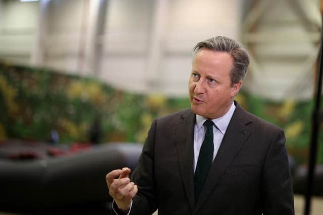 Foreign secretary Lord David Cameron speaks to the media. Picture: Stoyan Nenov/PA Wire