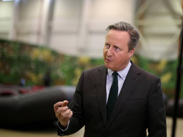 Foreign secretary Lord David Cameron speaks to the media. Picture: Stoyan Nenov/PA Wire