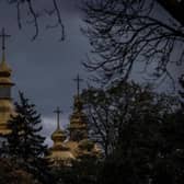 St Michael's Golden-Domed Monastery in Kyiv, Ukraine. Recent Russian attacks around Kyiv and across Ukraine have targeted power plants, killing civilians and employees of the key infrastructure.