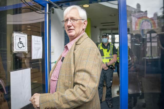 Craig Murray hands himself into St Leonard's police station, Edinburgh, as he is due to start prison time imminently