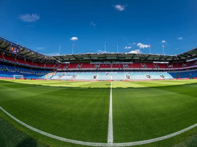 Scotland will face Norway in the Ullevaal Stadion in Euro 2024 qualifying. (Photo by Ash Donelon/Manchester United via Getty Images)