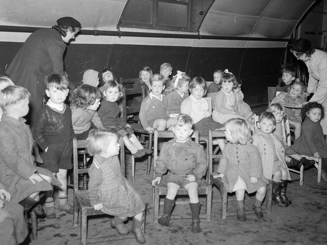Children at Lochinvar Camp which provided emergency housing in North Edinburgh between Granton Road and Netherby Road for the homeless, 1951
