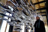 Artist Joseph Rossano views his art installation The Salmon School on display in the Castle Ballroom at the opening of Life at Balmoral, part of the Queen's Platinum Jubilee celebrations. Pic: Andrew Milligan
