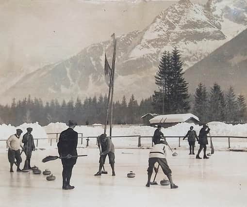 The triumphant British curling team in action at Chamonix in 1924. Great Britain’s first ever Winter Olympic gold medal has gone on display at Biggar Museum in South Lanarkshire as part of an exhibition to tell the story of the amateur team who became curling champions (Picture: Jennifer Dods/The University of Edinburgh/PA Wire)