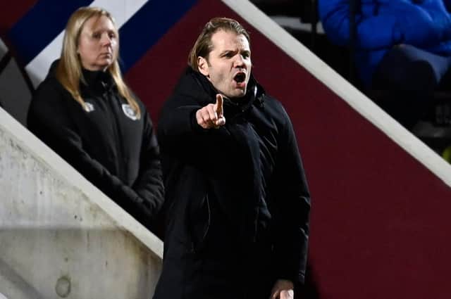 Hearts manager Robbie Neilson issues orders from the sidelines.