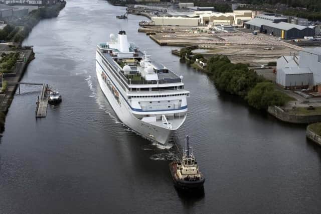 The MS Ambition, which has 714 cabins, is located at King George V docks on the River Clyde.