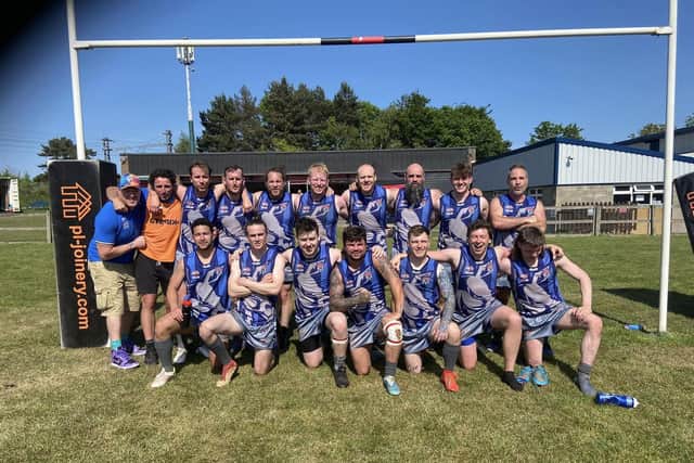 The Kingdom Kangaroos squad after a win over the West Lothian Eagles in Linlithgow last month. Picture: Chris Kidd