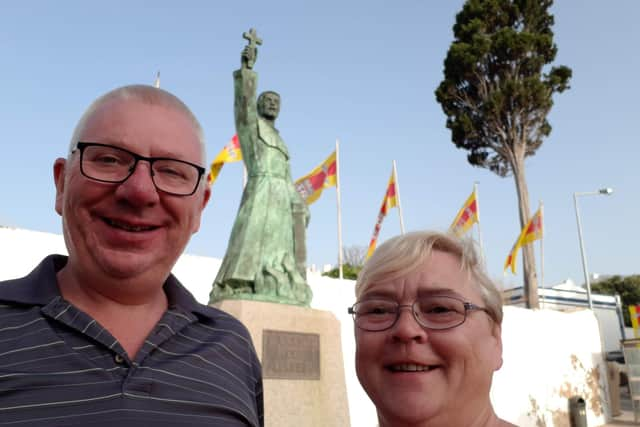 Trish Ewen with Donald Dinnie. The partner of the conductor who died in a fatal derailment has said her life has been "turned upside down" as a result of the crash. Picture: Trish Ewen/PA Wire