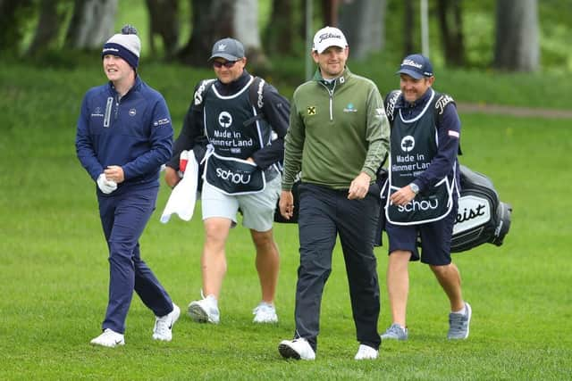 Bob MacIntyre and Bernd Wiesberger pictured with their caddies during the 2021 Made in HimmerLand event in Denmark. Picture: Andrew Redington/Getty Images.