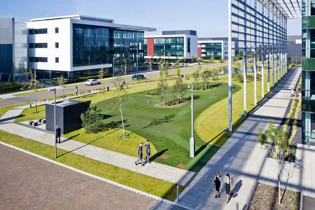 Positioned alongside the M8 motorway, Maxim Park is part of Eurocentral on the outskirts of Glasgow and boasts 756,000 square feet of office and retail space with many onsite amenities.