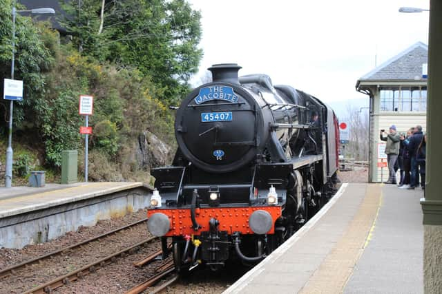 The Jacobite train at Glenfinnan Station on the Fort William to Mallaig line. Picture: West Coast Railways