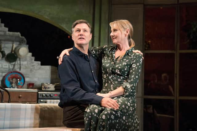 As Sal in The End of History with David Morrissey at the Royal Court Theatre, London, 2019.