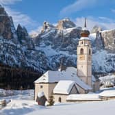 The church and village of Colfosco in the Italian Dolomites. Pic: Alamy/PA