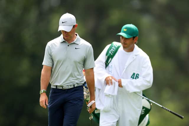 Rory McIlroy and his caddie caddie Harry Diamond pictured during last year's Masters at Augusta National Golf Club in Georgia. Picture: Andrew Redington/Getty Images.