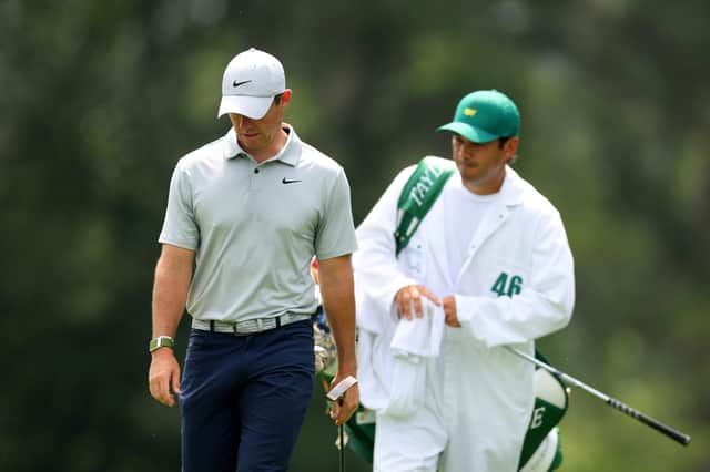 Rory McIlroy and his caddie caddie Harry Diamond pictured during last year's Masters at Augusta National Golf Club in Georgia. Picture: Andrew Redington/Getty Images.
