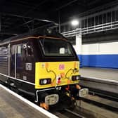 The royal train arrives at London Euston Station ready to carry the Duke and Duchess of Cambridge on a tour across the UK.
