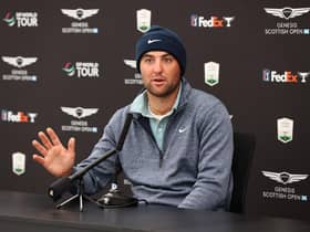 Scottie Scheffler speaks in a press conference ahead of his appearance in last year's Genesis Scottish Open at The Renaissance Club. Picture: Luke Walker/Getty Images.