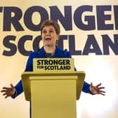 SNP leader and First Minister of Scotland Nicola Sturgeon issues a statement at the Apex Grassmarket Hotel in Edinburgh following the decision by judges at the UK Supreme Court in London that the Scottish Parliament does not have the power to hold a second referendum on independence.