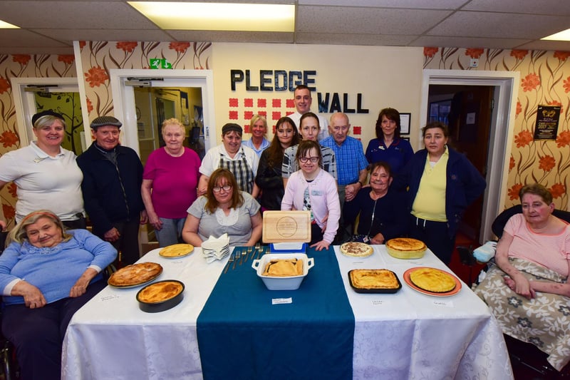 Staff and residents at the Barnes Court Nursing Home who took part in a pie baking competition in 2017. Can you spot a familiar face?