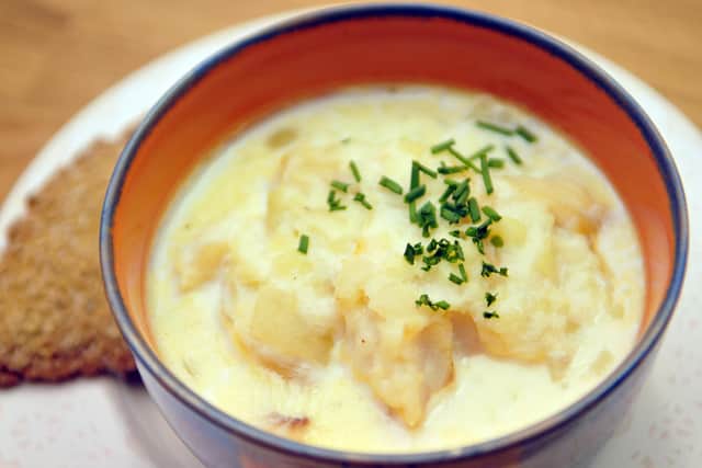 Cullen Skink the hearty fish soup made with smoked haddock, potatoes, onions and milk, is named after the town, and not to be missed.