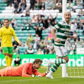 Celtic's Daizen Maeda turns away after scoring the opener in the 2-0 friendly win over Norwich. (Photo by Craig Williamson / SNS Group)