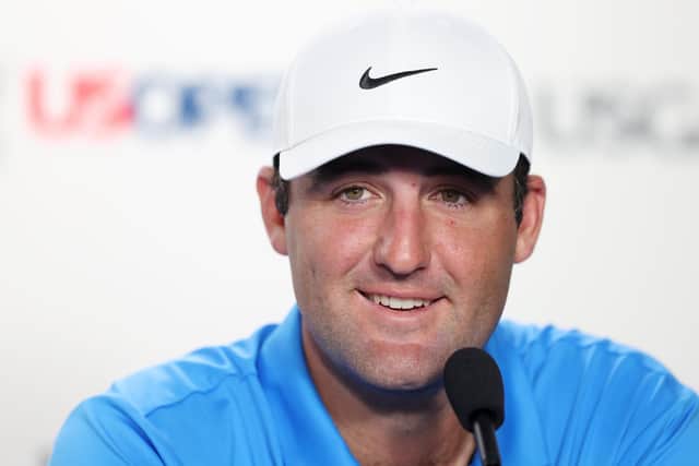 World No 1 Scottie Scheffler speaks to the media in the build up to the US Open at Pinehurst Resort in North Carolina. Picture: Sean M. Haffey/Getty Images.