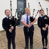 Alford pupils with their new pipes