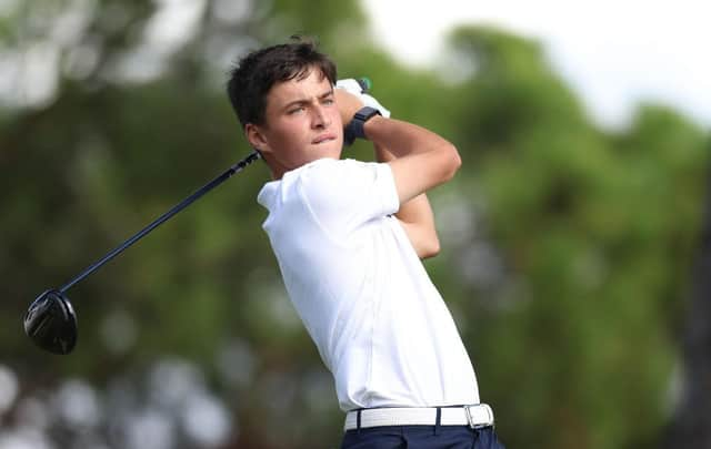 Oliver Mukherjee, pictured playing in the the Telegraph Junior Golf Championship at Quinta do Lago Golf Club in Portugal last November, finished as the top Scot in the Lytham Trophy. Picture: Luke Walker/Getty Images.