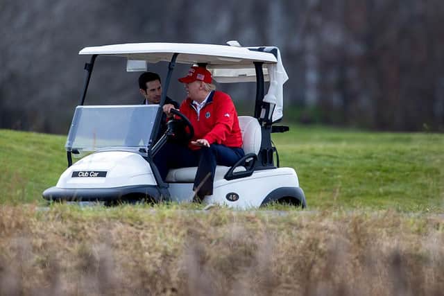 US President Donald Trump after golfing at Trump National Golf Club in Virginia in November. Picture: Tasos Katopodis/Getty Images.