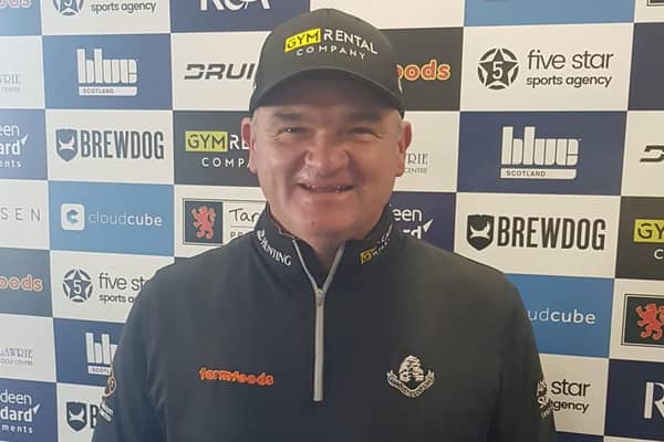 Paul Lawrie shows his delight after winning the Tartan Pro Tour Winter Series event at Montrose Links
