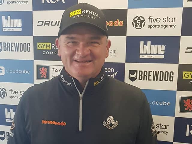 Paul Lawrie shows his delight after winning the Tartan Pro Tour Winter Series event at Montrose Links