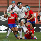 Ben Muncaster looks to find the supporting Matt Fagerson as Scotland take the game to Chile in Santiago. (Photo by Marcelo Hernandez/Getty Images)