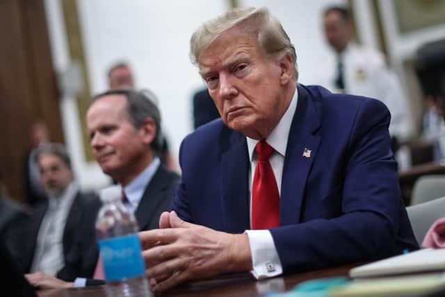 Former US President Donald Trump looks on during the civil fraud trial against the Trump Organization, at the New York State Supreme Court in New York City on December 7, 2023. Picture: Mike Segar/AFP via Getty Images