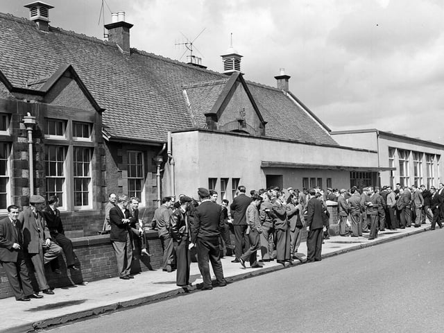 Strikers at Lady Victoria Colliery, in Newtongrange, in May 1963.
