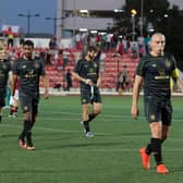 Celtic leave the field of play having lost 1-0 to Licoln Red Imps in 2016.